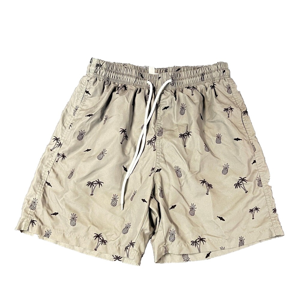 Green Boardshorts Mens‎ Small Green Elastic Waist Drawstring Swim Surf EUC